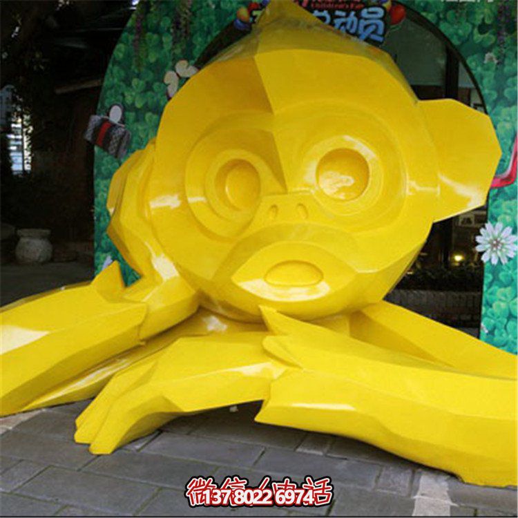 玻璃钢几何抽象猴子雕塑装饰品