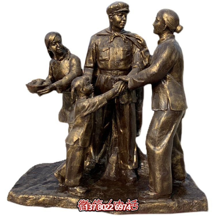 玻璃钢仿铜八路军人物雕塑