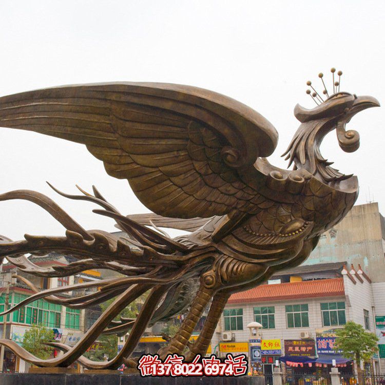 大型凤凰铜雕摆件，增添广场气派