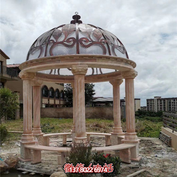欧式凉亭石雕晚霞红园林大型雕塑
