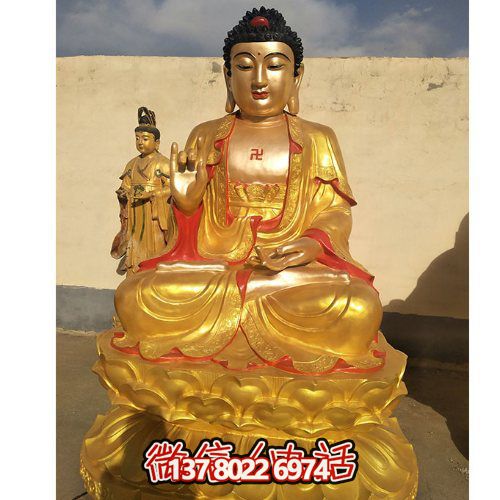 玻璃钢贴金佛像供奉宗教景观