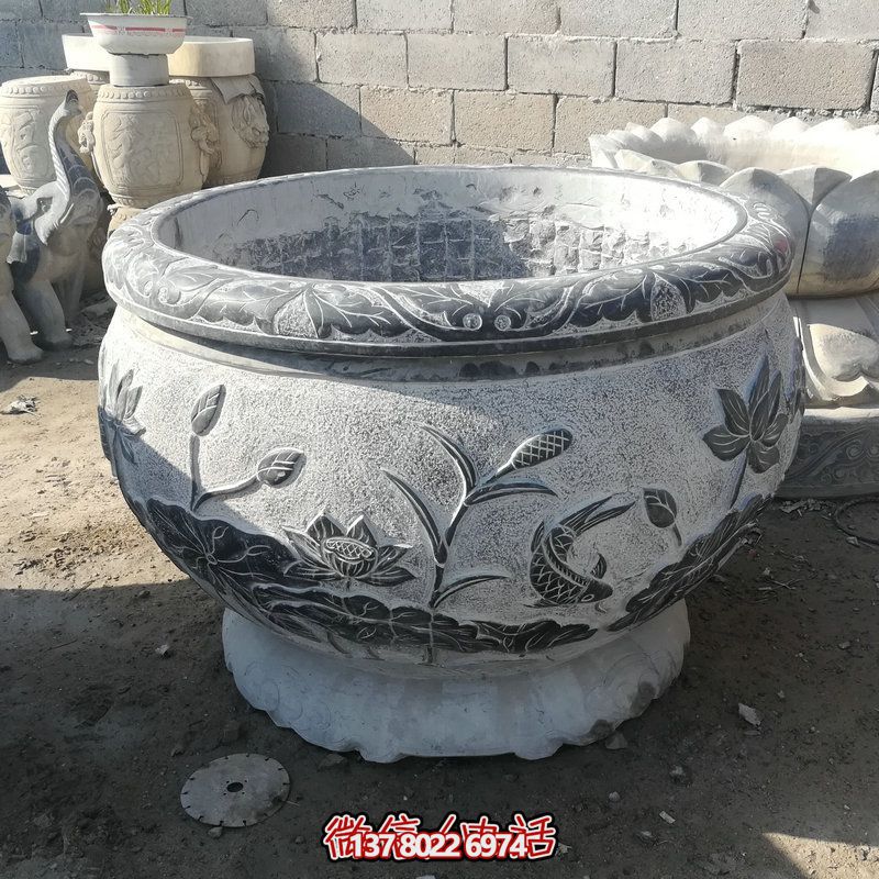 精美荷花雕塑大理石摆件