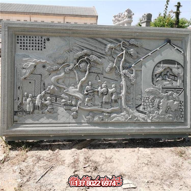 古典风格大理石浮雕园林景观摆件