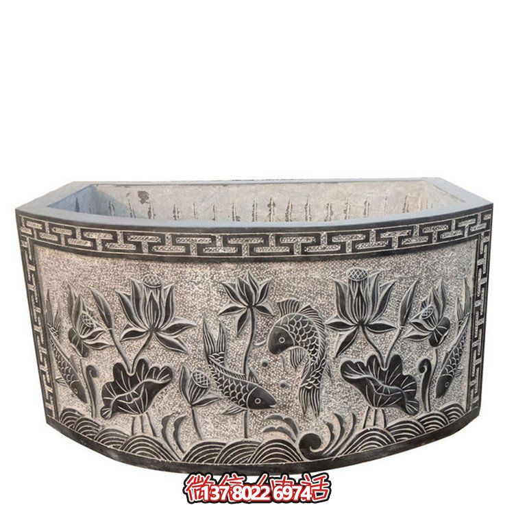 传统风格青石荷花水缸