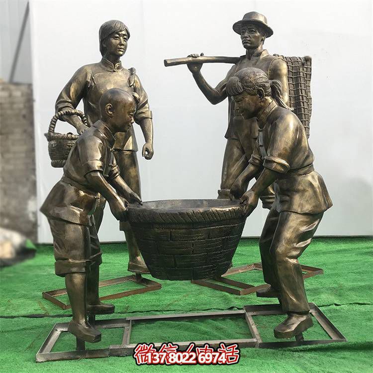 玻璃钢仿铜景观人物摆件