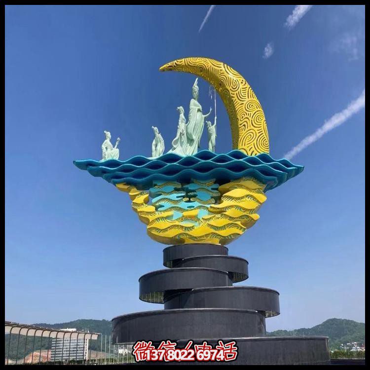 不锈钢创意月亮雕塑