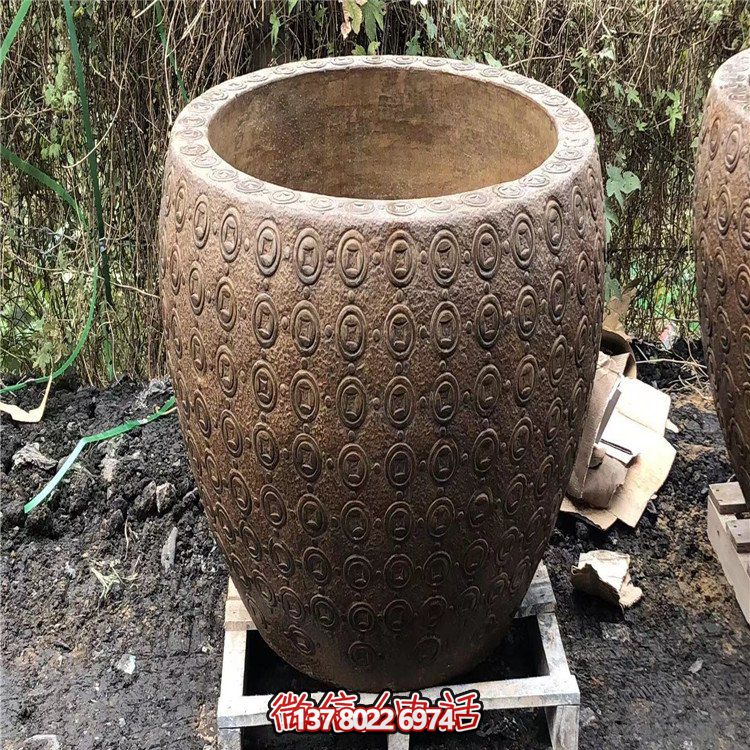 精美汉白玉仿古水缸