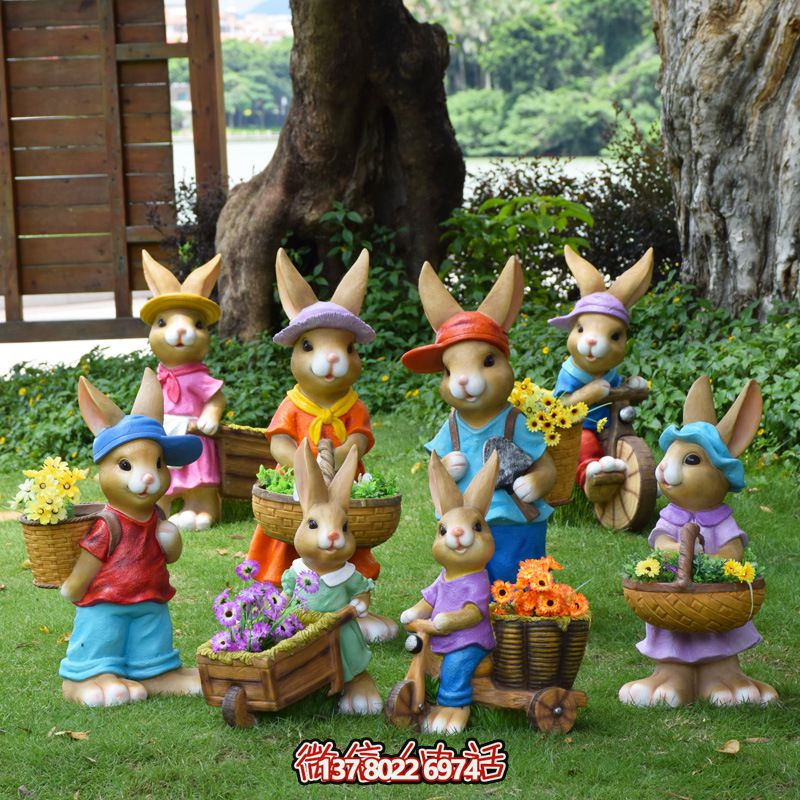 雕塑玻璃钢仿真兔子装饰