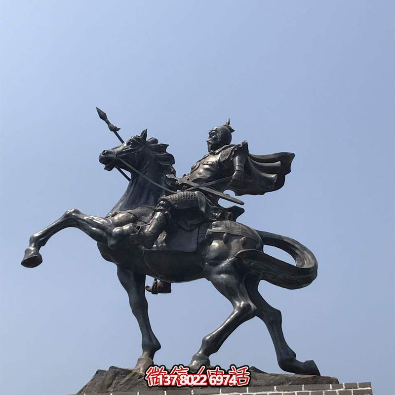 不锈钢景观摆件——创意岳飞骑马雕塑
