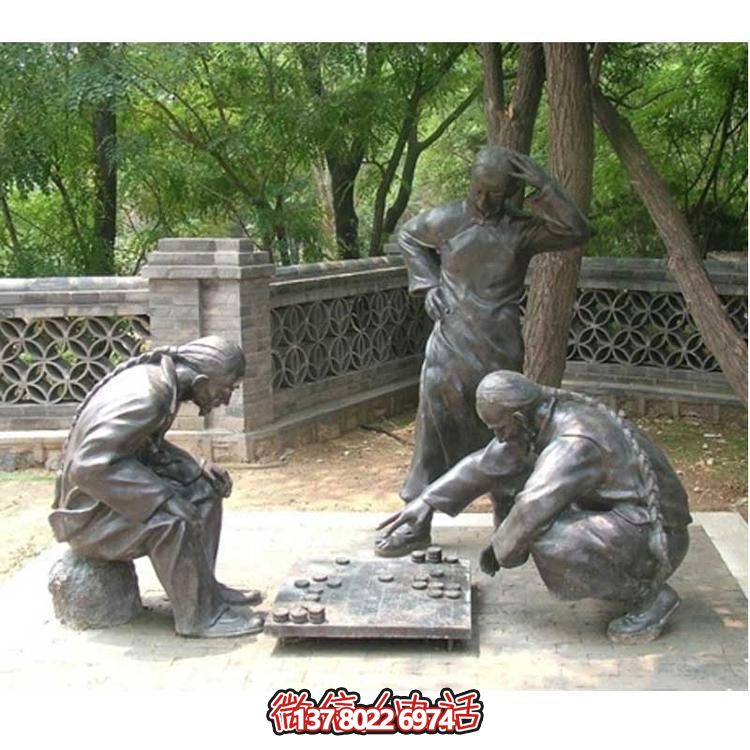 青铜仿古人物小品玻璃钢雕塑