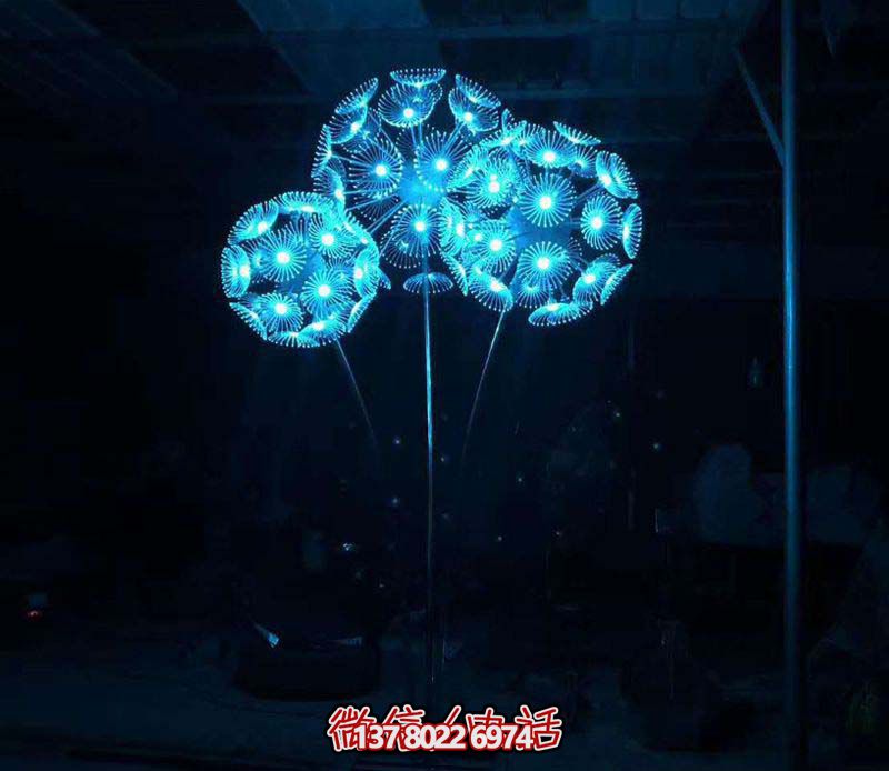 不锈钢蒲公英雕塑灯光装置