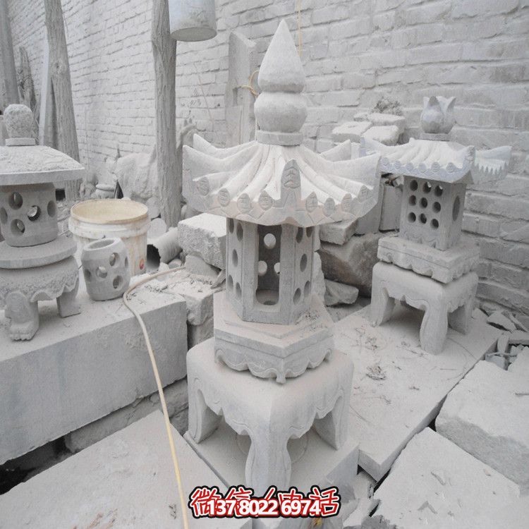 精美石灯镂空大理石装饰摆件，点亮你的汉白玉庭院