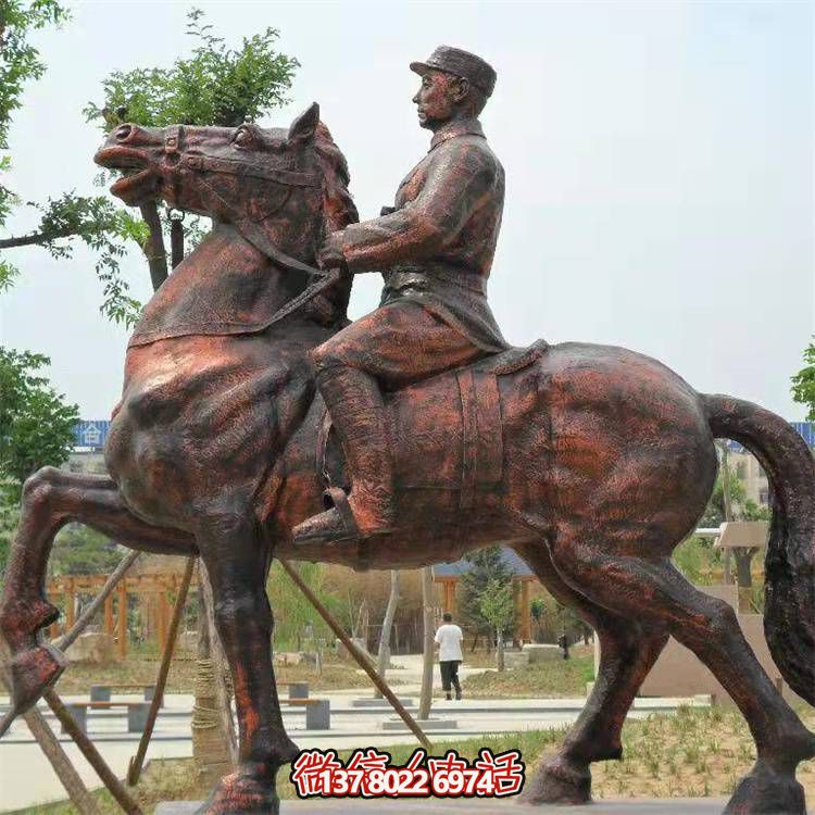 玻璃钢仿铜八路军人物雕塑