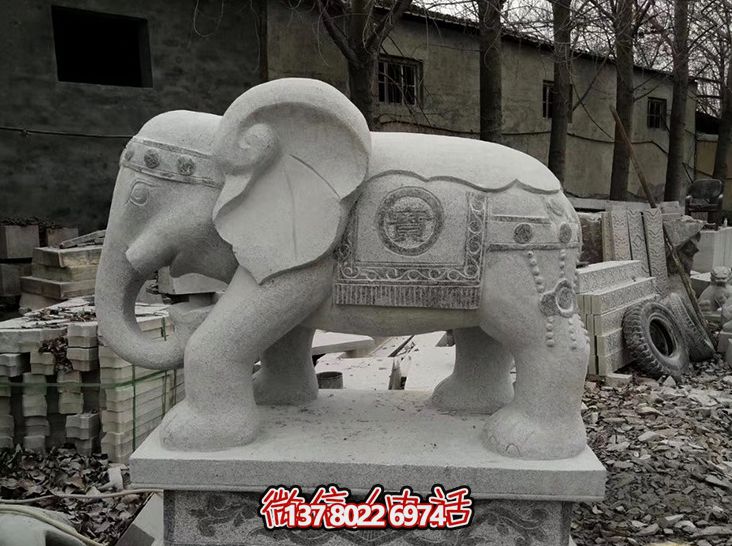 艺术风格的砂石大象浮雕雕塑