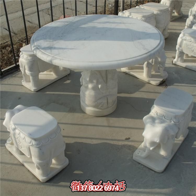 仿古风情青石浮雕庭院园林户外石桌椅