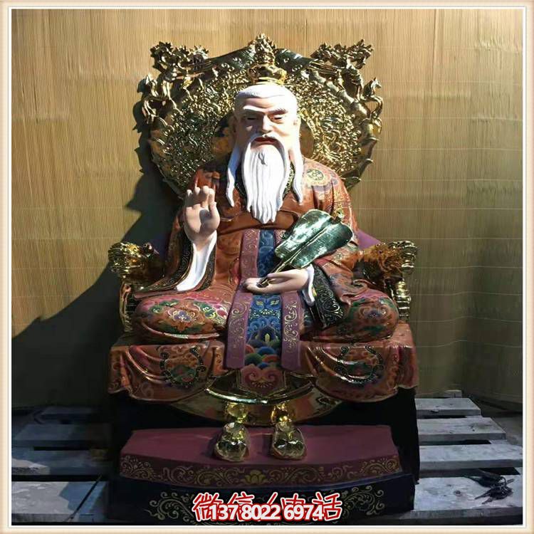 大型玻璃钢彩绘三清祖师雕塑