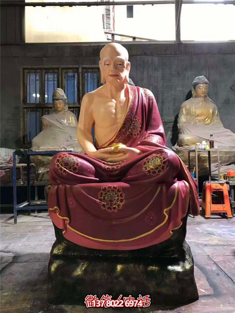 玻璃钢彩绘寺庙十八罗汉雕塑