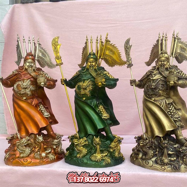 铜雕关公摆件，家居供奉雕塑装饰
