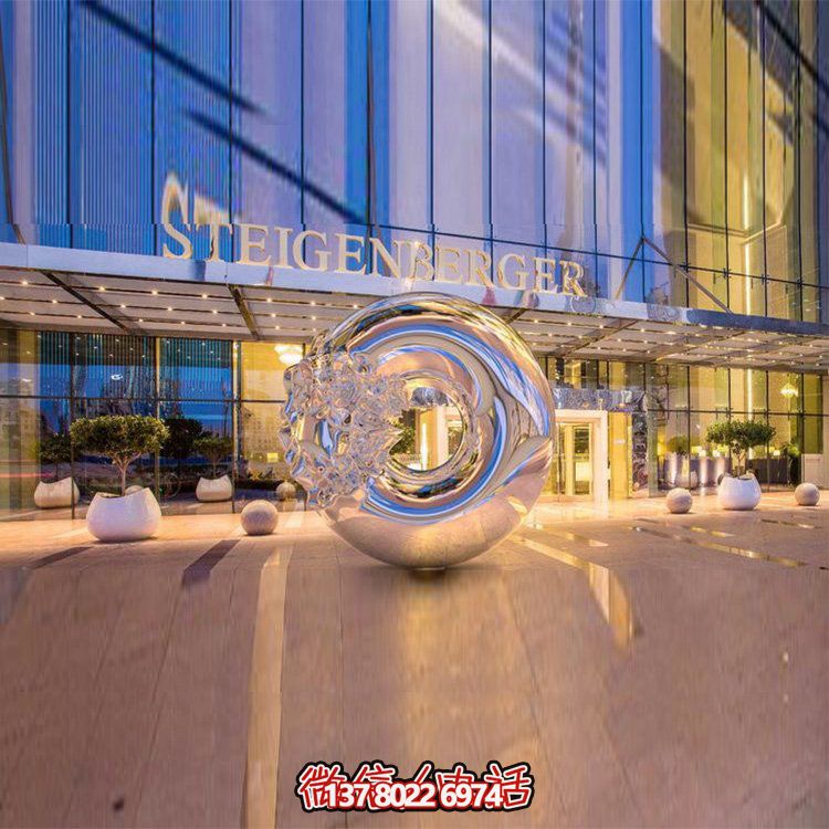 不锈钢抽象圆环造型艺术户外商业广场摆件