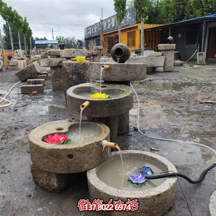仿古旧石槽花岗岩装饰流水摆件