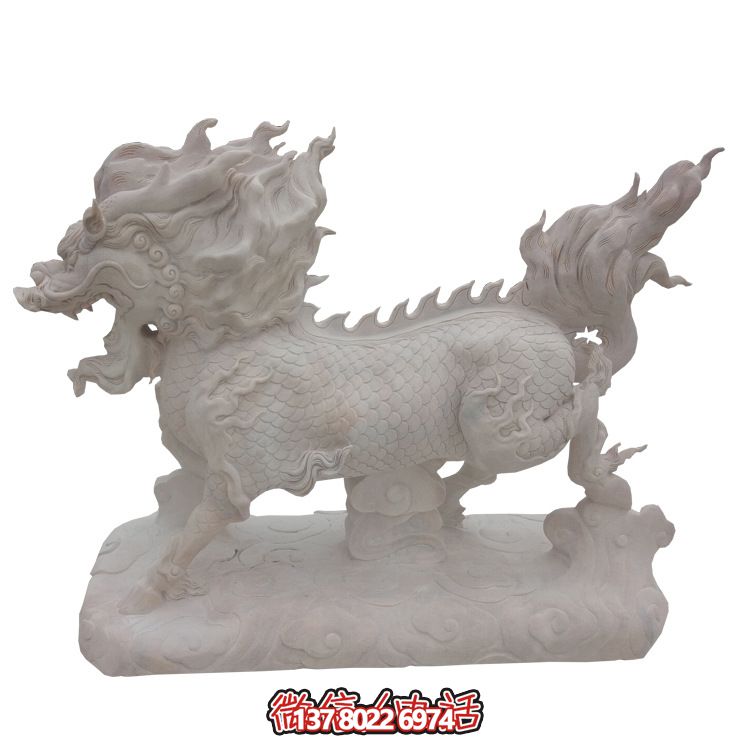 传承汉白玉石雕麒麟雕塑，美化景区户外环境