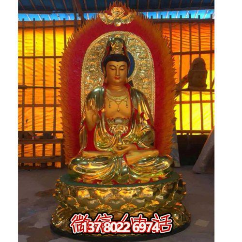 新中式玻璃钢观音佛像彩绘装饰品