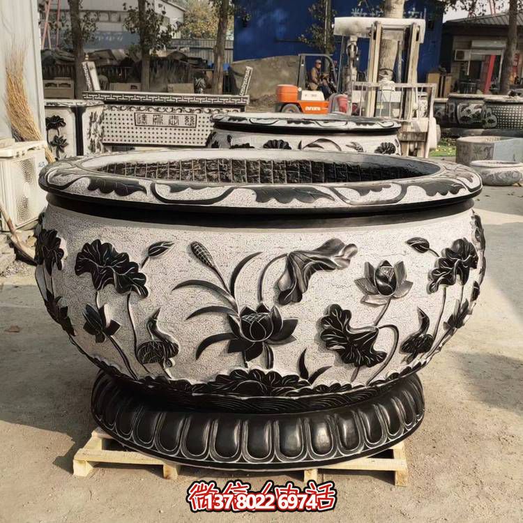 庭院大型仿古旧鱼缸雕塑