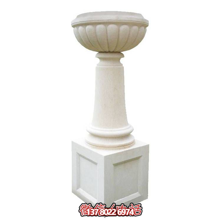 白砂岩石雕花盆，精美偶见