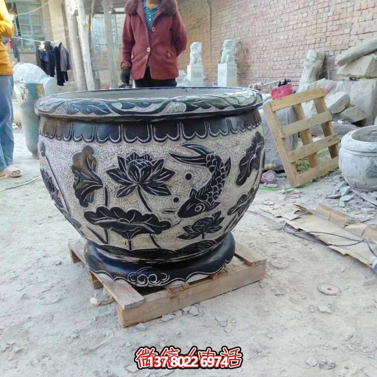 天然石头缸，仿古雕刻，装点家园