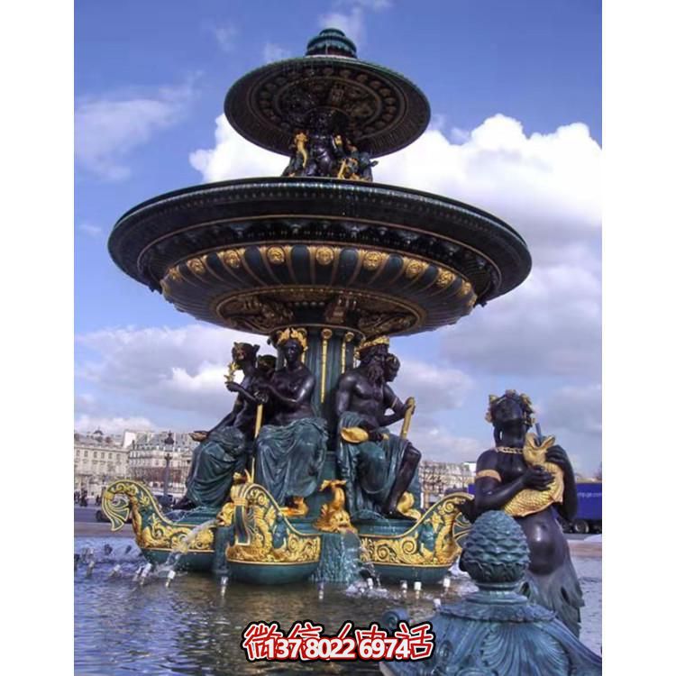 欧式户外创意铜雕喷泉雕塑
