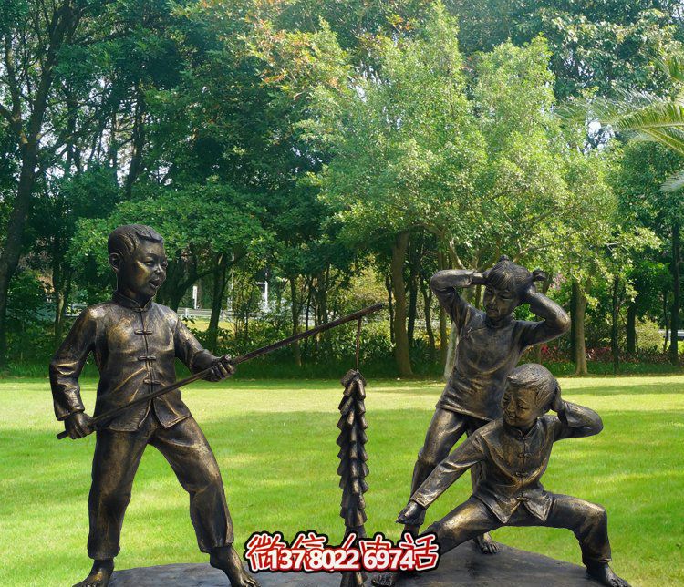 户外公园装饰铜雕放鞭炮雕塑
