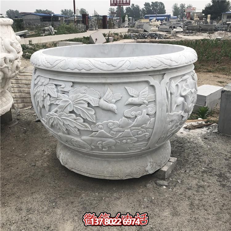 精美大型浮雕莲花养鱼石缸，让你的庭院更加美丽