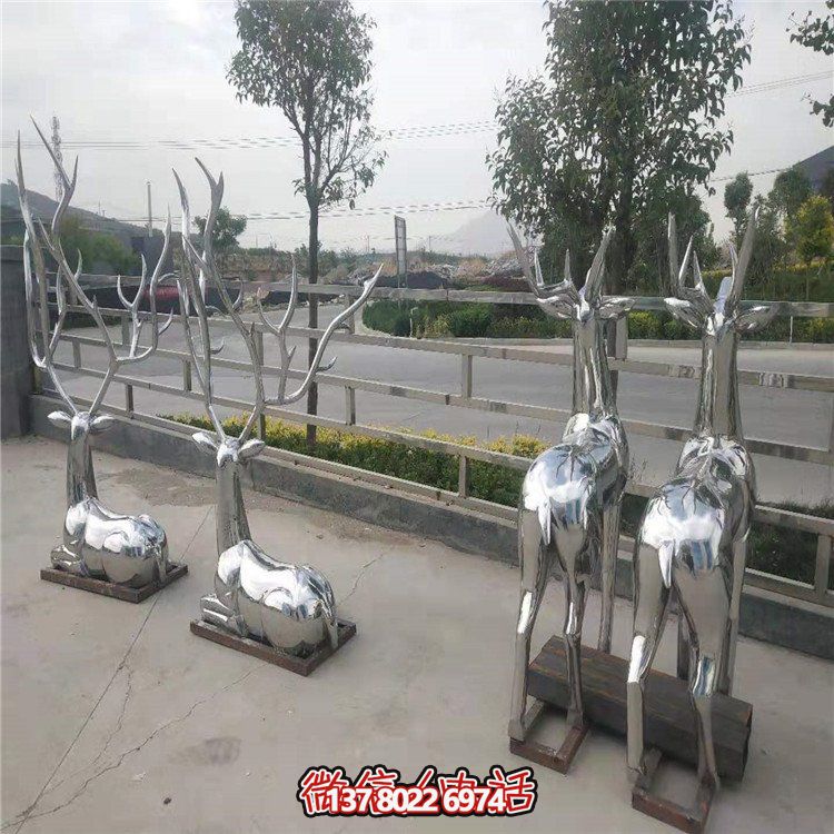 高级装饰艺术不锈钢鹿雕塑小品