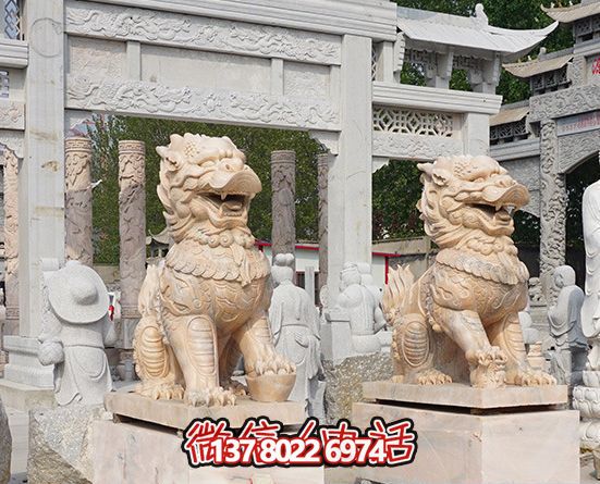 故宫神麒麟石雕晚霞红