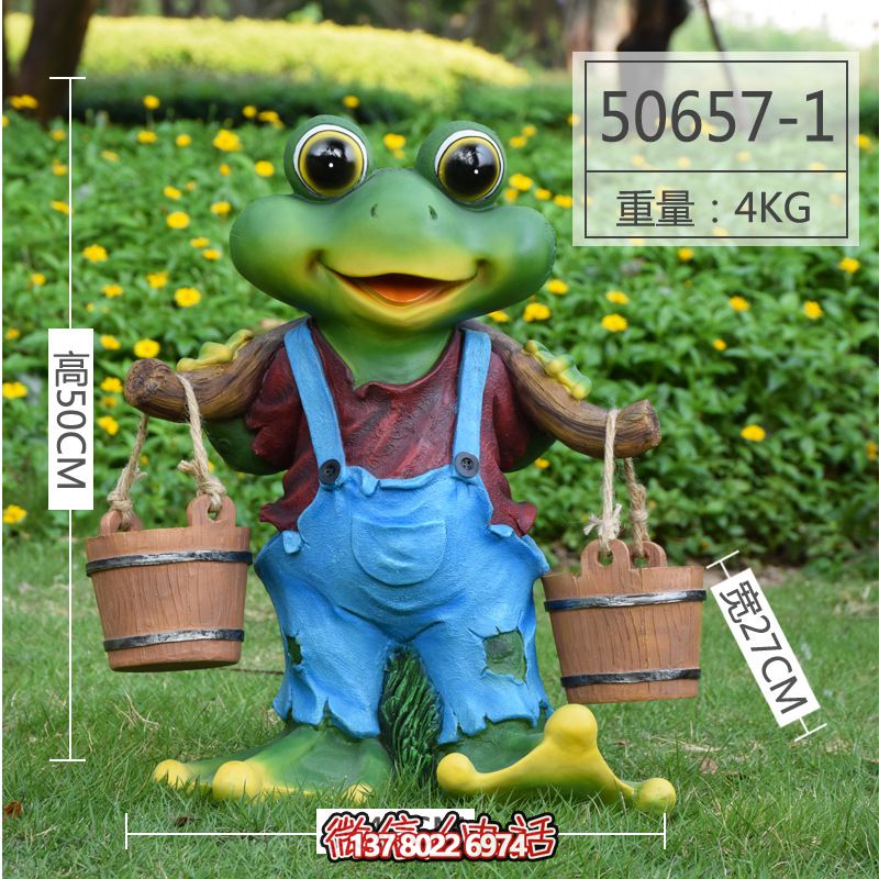 玻璃钢彩绘青蛙雕塑村庄创意装饰