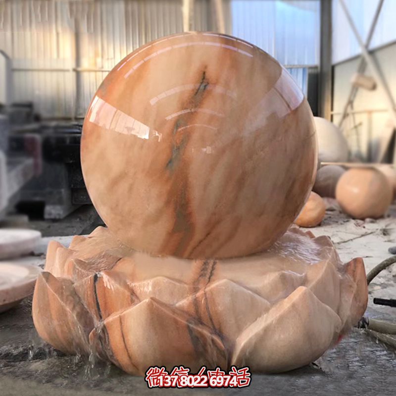 企业厂区晚霞红财风水球雕塑