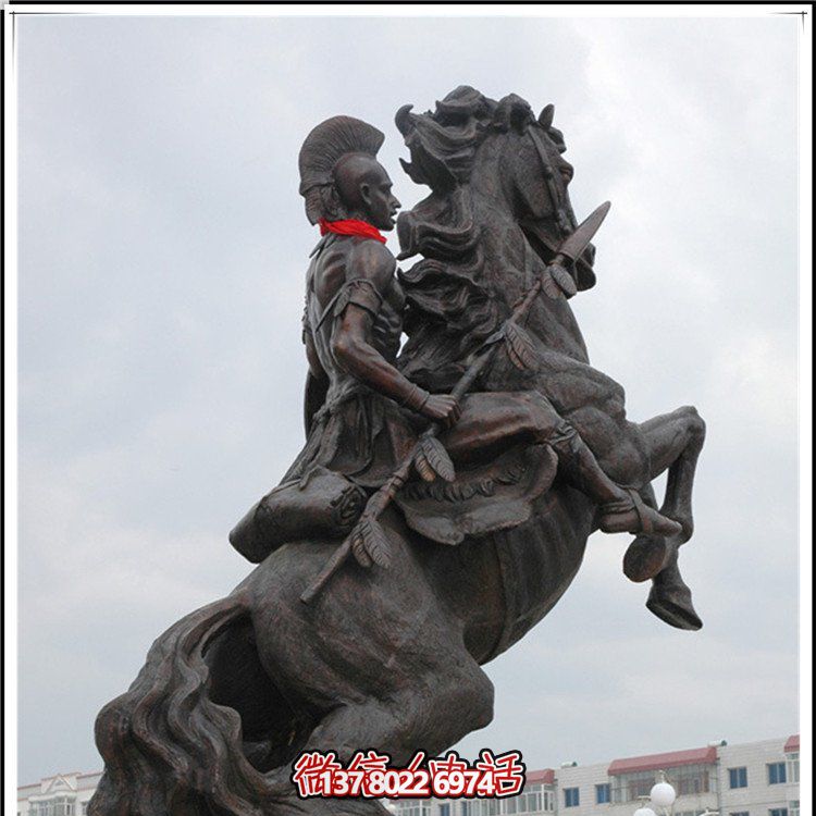 仿铜骑马人物玻璃钢园林景观装饰