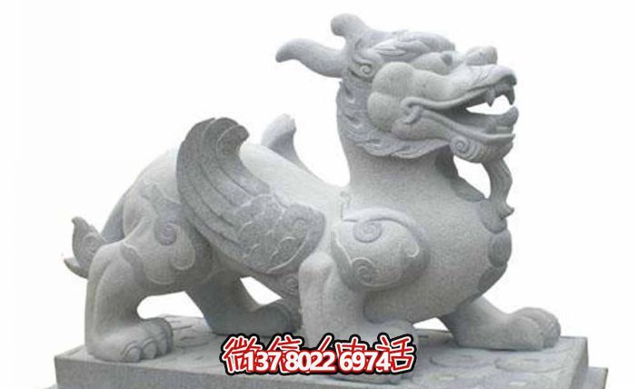 汉白玉石雕貔貅雕塑——美丽传统文化的体现