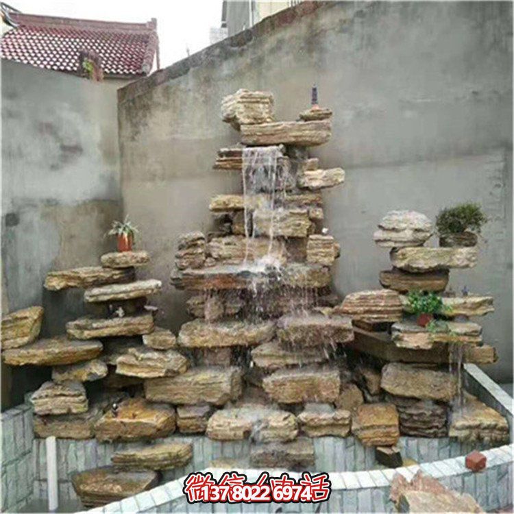 大型立式层流水假山石造景，给你惊艳的室外庭院广场