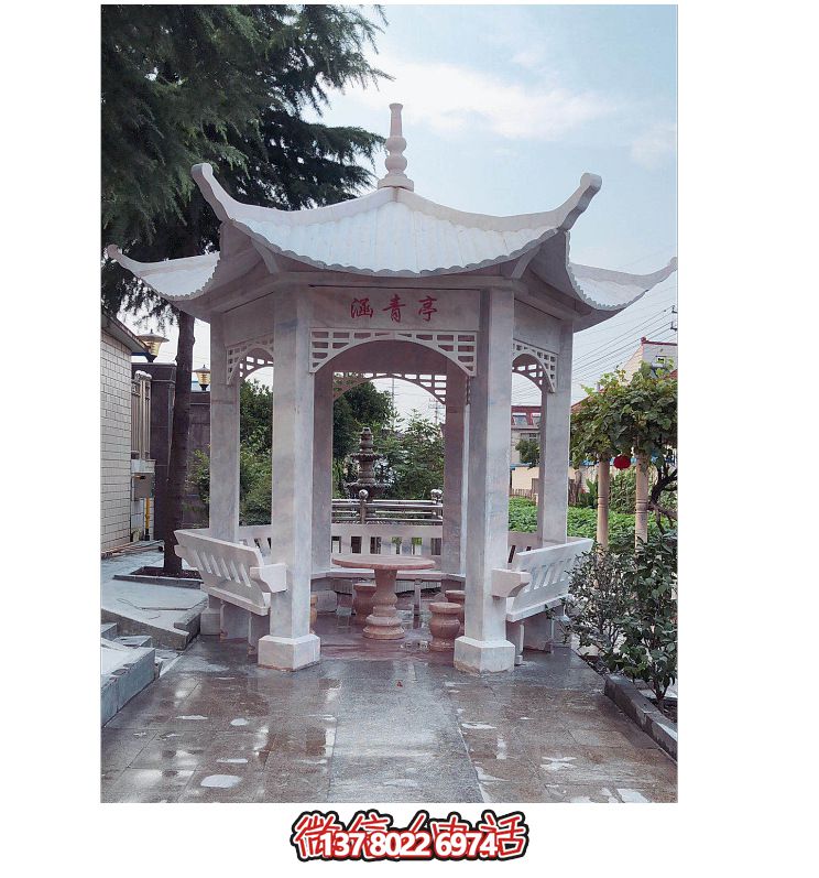 仿古大理石凉亭，美化花园景观
