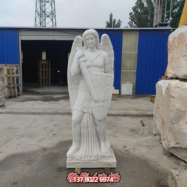 西方天使汉白玉石雕创意雕塑