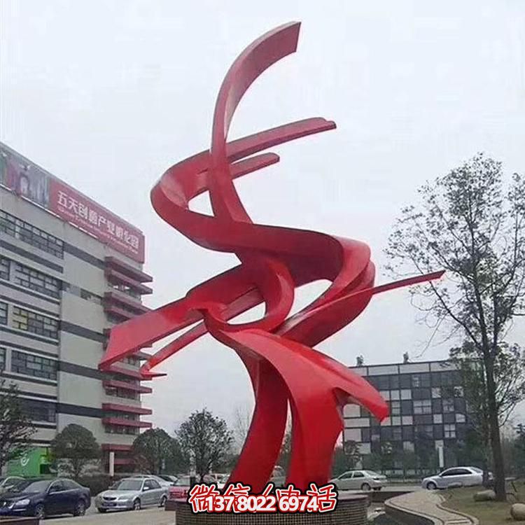 红色不锈钢凤凰雕塑艺术与造型完美结合