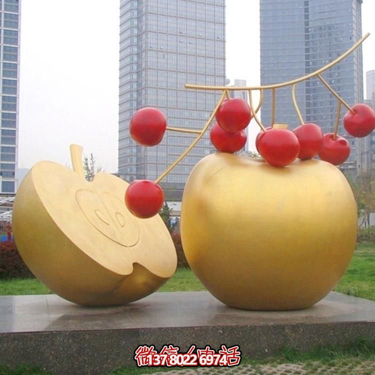 大型创意不锈钢水果景观雕塑