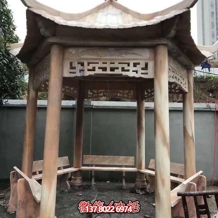 天然红木雕刻凉亭，打造复古中式庭院休闲石亭