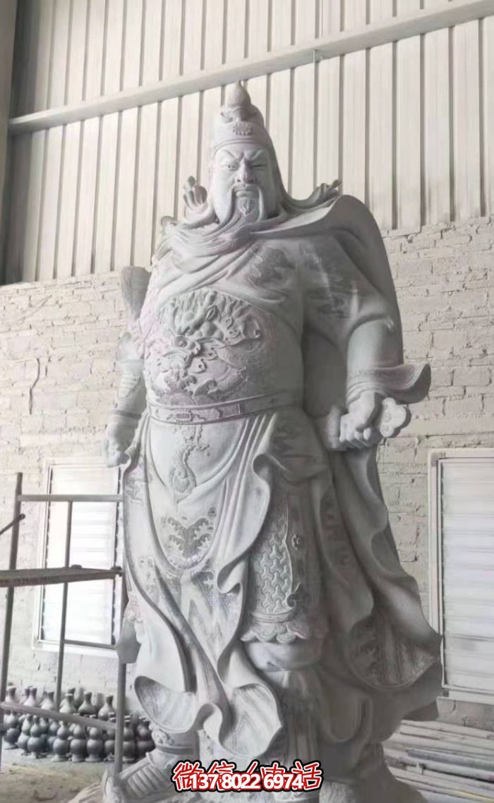 大理石石雕关公雕塑——引领大型户外景观