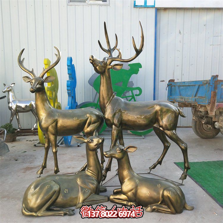 福鹿景观仿铜装饰玻璃钢户外草坪小品