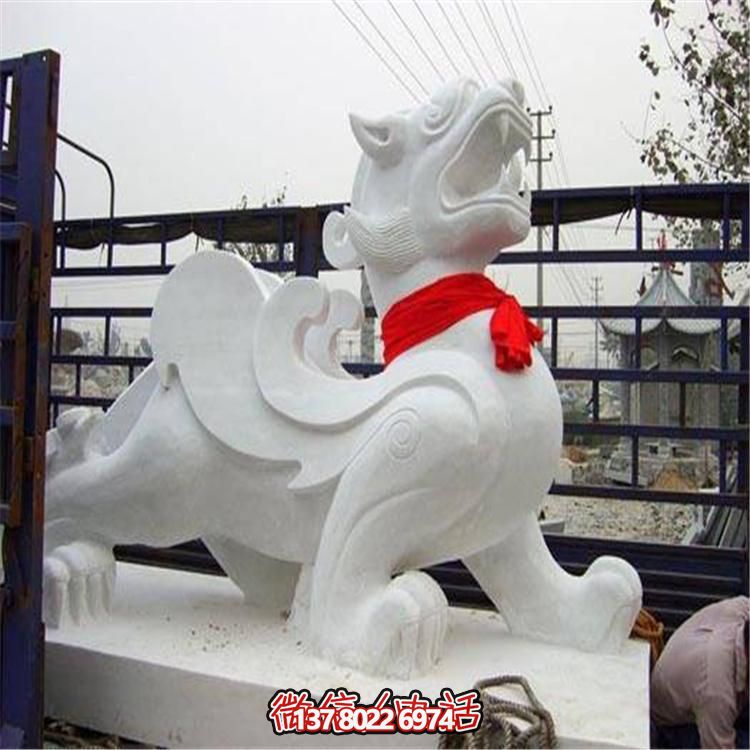 大理石石雕麒麟，古典庭院装饰精美大型雕塑