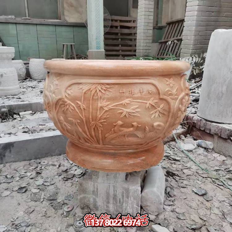 精美的仿古青石圆形庭院石雕招财室内外装饰