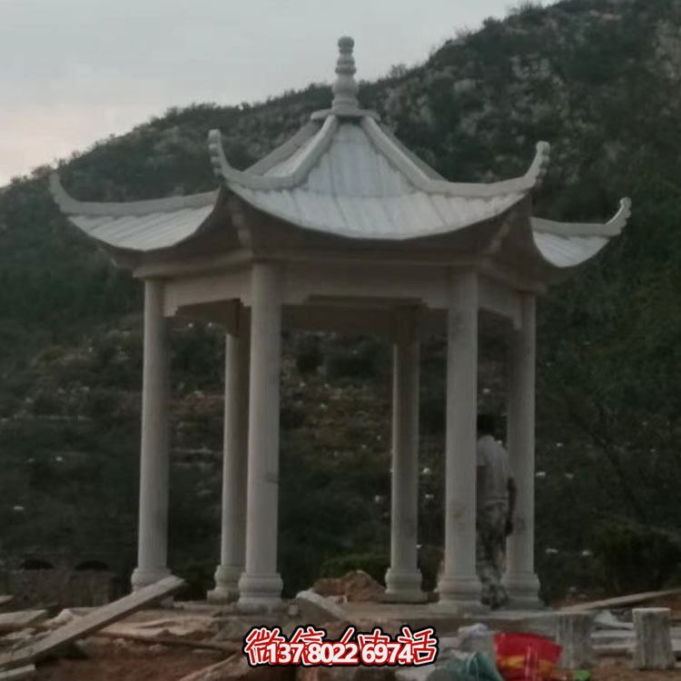 精美的大理石石雕户外大型中式凉亭