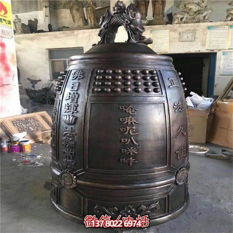 纯铜铸造景区祈福挂钟雕塑摆件